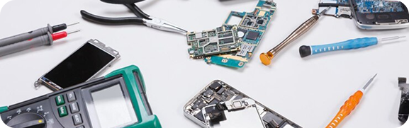 Various mobile spare parts and tools